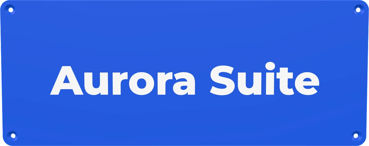 A blue door plate reading Aurora Suite in raised white lettering.